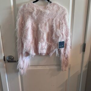Elegant Pink Feathered Sweater
